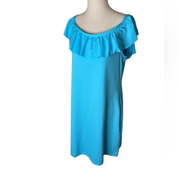Tommy Bahama Pearl Off-the-shoulder Ruffle Dress in Blue - L - Picture 4 of 7